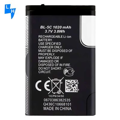 500PCS MOQ BL-5C 1020mAh μπαταρία για το Nokia C2-01 2700 Classic 6030 3110C 1100 1200 1650