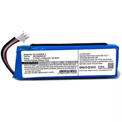 AAA 6000mAh χωρητικότητα Αντικατάσταση Li-πολυμερή AEC982999-2P μπαταρία ομιλητή για JBL-CHARGE 1